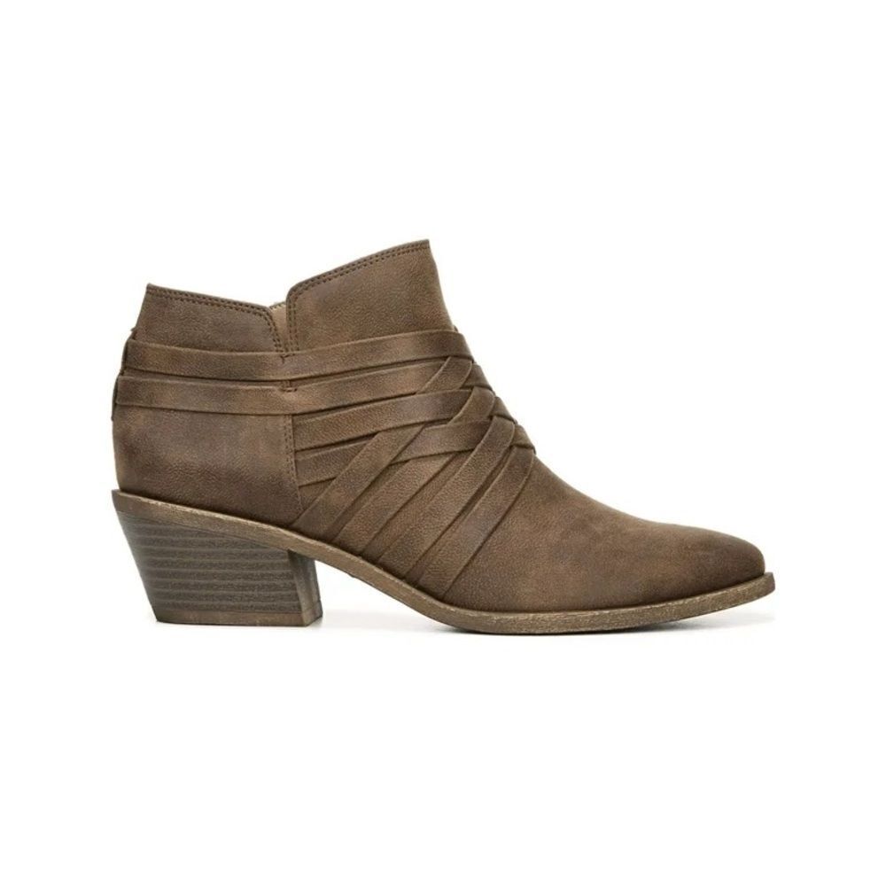LIFE STRIDE Womens Prairie Almond Toe Block Heel Zip-Up Booties